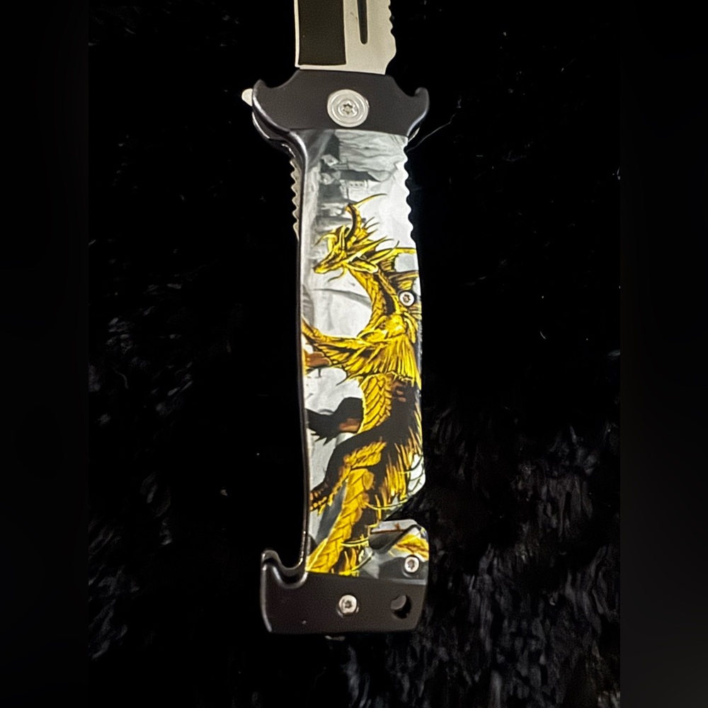 Yellow Dragon Tactical Folding Knife - Picture 2 of 9